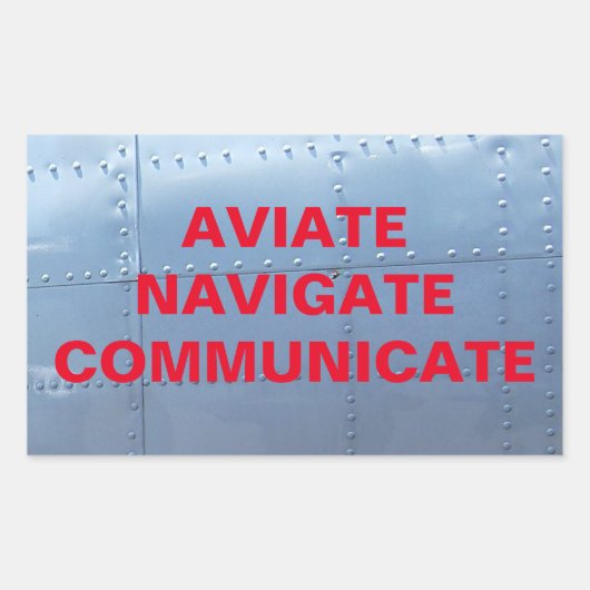 AVIATE, NAVIGATE, COMMUNICATIESCHticker Rechthoekige Sticker (Voorkant)
