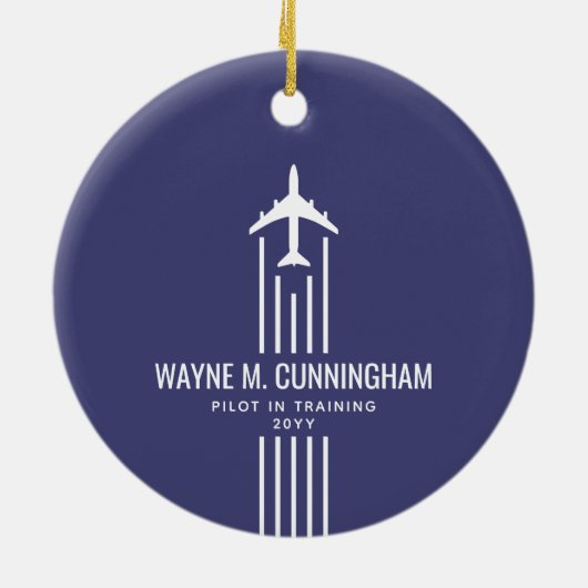 Aviation Airline Pilot Flight School Graduation  Keramisch Ornament (Achterkant)