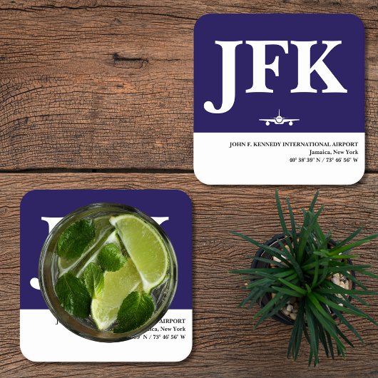 Aviation Airport Code Airplane Blue White Pilot Kartonnen Onderzetters