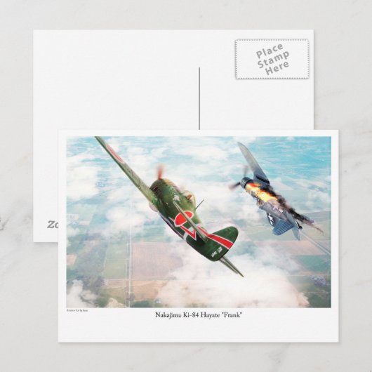 Aviation Art Briefkaart "Nakajima Ki-84疾 風 "Frank" (Voorkant / Achterkant)