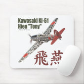 Aviation Art Mousepad "Kawasaki Ki-61　Tony" Muismat (Met muis)