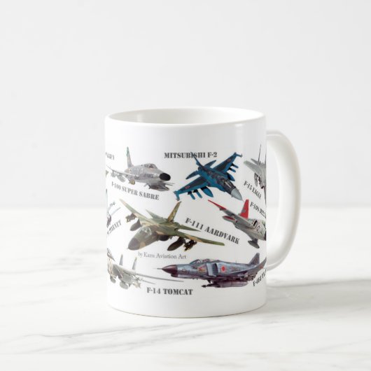 Aviation Art mug "Jet fighter"ジェット戦闘機のマグカップ Koffiemok (Voorkant rechts)