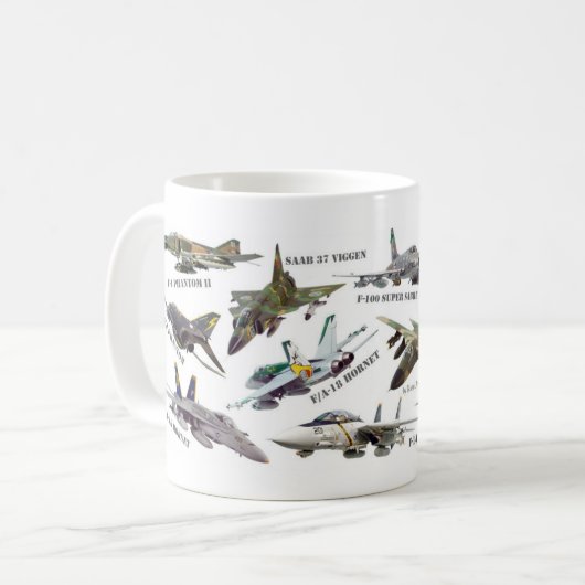 Aviation Art mug "Jet fighter"ジェット戦闘機のマグカップ Koffiemok (Voorkant links)