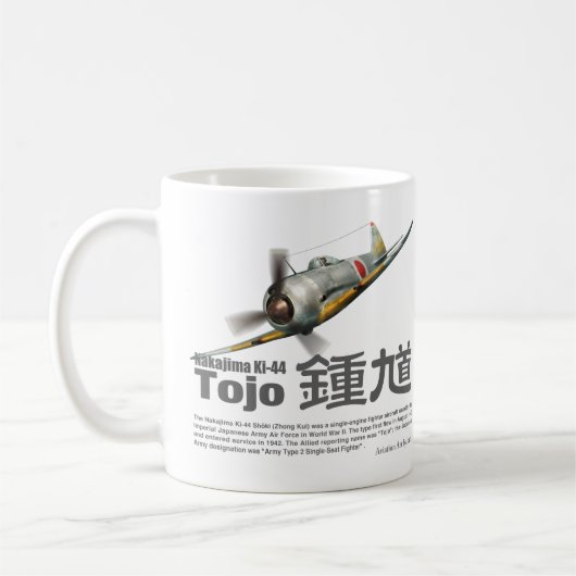 Aviation Art mug "Nakajima Ki-44 Tojo" Koffiemok (Links)