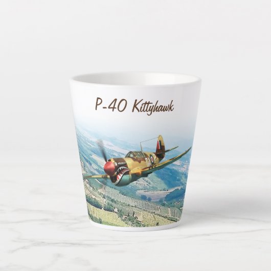Aviation Art Mug " P-40 Kittyh" Latte Mok (Voorkant)