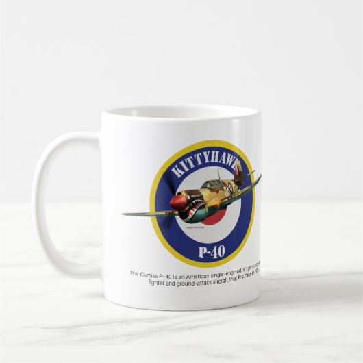 Aviation Art Mug " P-40 Kittyhawk" Koffiemok (Links)