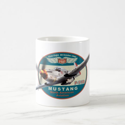 Aviation Art Mug "P-51 Mustang" Koffiemok (Center)