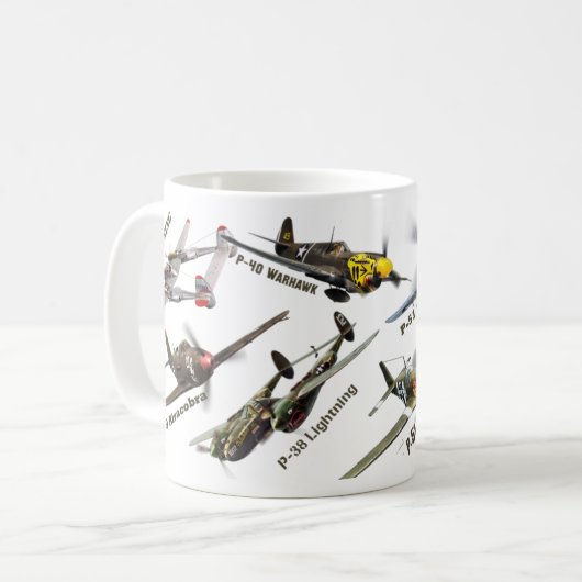 Aviation Art mug "U.S.ARMY warplane of WWII" Koffiemok (Voorkant links)