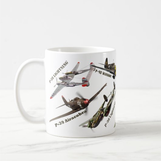 Aviation Art mug "U.S.ARMY warplane of WWII" Koffiemok (Links)