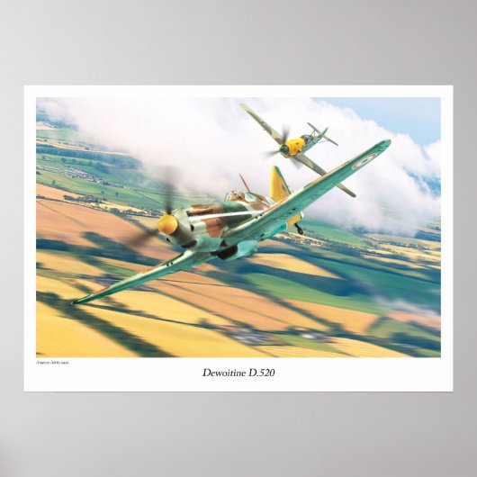 Aviation Art Poster "Dewoitine D.520" (Voorkant)