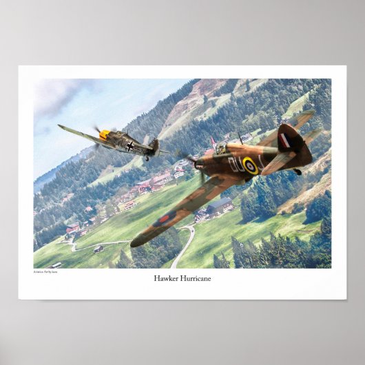 Aviation Art Poster "Hawker Hurricane" (Voorkant)
