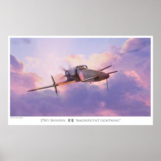 Aviation Art Poster "J7W1 Shinden 震 電" (Voorkant)