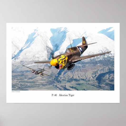 Aviation Art Poster "P-40 Aleutian Tiger" (Voorkant)