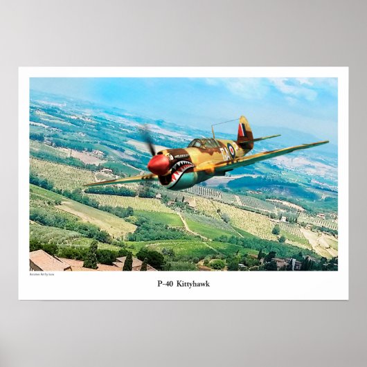 Aviation Art Poster "P-40 Kittyhawk" (Voorkant)