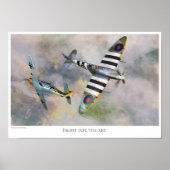 Aviation art Poster "Spitfire vs BF109” (Voorkant)