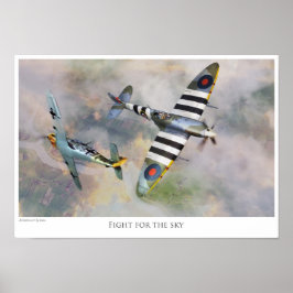 Aviation art Poster "Spitfire vs BF109”