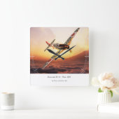 Aviation Art Wall Clock"Kawasaki Ki-61 Hien" Vierkante Klok (Huis)