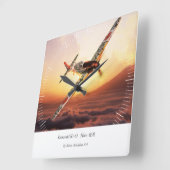 Aviation Art Wall Clock"Kawasaki Ki-61 Hien" Vierkante Klok (Hoek)
