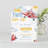 Aviation Boys Blue Airplane Travel 2e verjaardag Kaart (Staand voorkant)