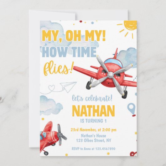 Aviation Boys Cool Blue Airplane Travel Verjaardag Kaart (Voorkant)