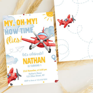 Aviation Boys Cool Blue Airplane Travel Verjaardag Kaart