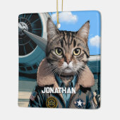 Aviation Cat Pilot and Airplane Funny Custom Keramisch Ornament (Links)