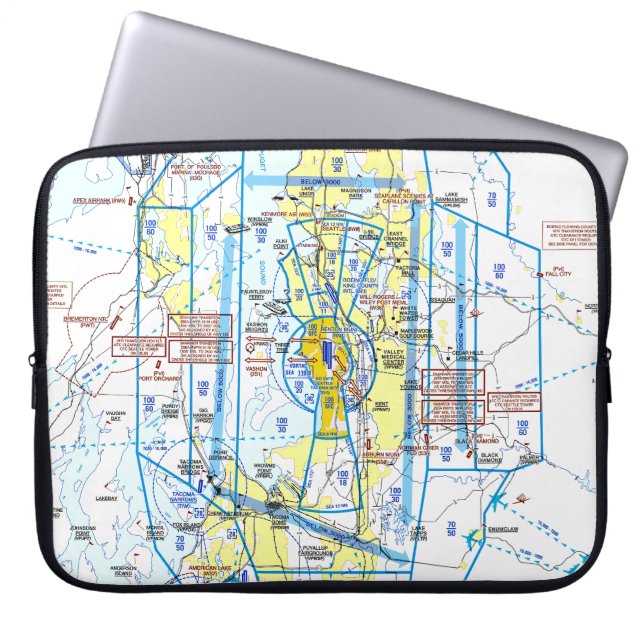 Aviation Chart Laptop Sleeve (Voorkant)