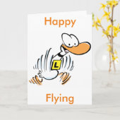 Aviation Duck Cartoon Wenskaart Kaart (Gele Bloem)