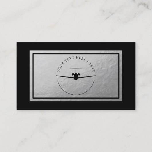 Aviation Jet Logo - Faux Silver Foil Visitekaartje (Voorkant)