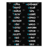 Aviation NATO Phonetic Alphabet Airplane Simple Foto Afdruk (Voorkant)