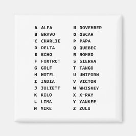 Aviation Phonetic Alphabet Code Chart Magneet