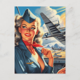 Aviation Pin Up Briefkaart