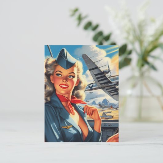  Aviation Pin Up Briefkaart (Staand voorkant)