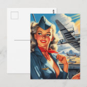  Aviation Pin Up Briefkaart (Voorkant / Achterkant)