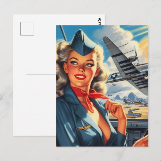 Aviation Pin Up Briefkaart (Voorkant / Achterkant)