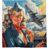  Aviation Pin Up Douchegordijn (Voorkant)
