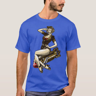 Aviation Pin Up Meisje op een Bom 2 T-shirt