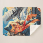 Aviation Pin Up Sherpa Deken (Voorkant (horizontaal))