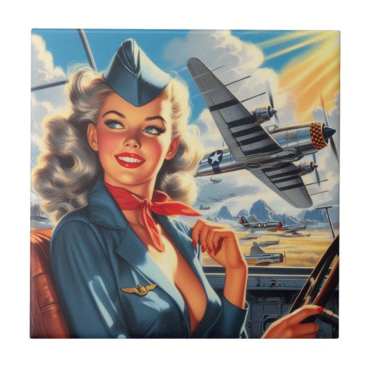  Aviation Pin Up Tegeltje (Voorkant)