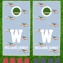 Aviation Retro Blue Piloot Familie Monogram Vliegt