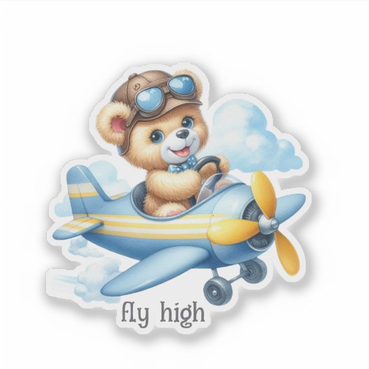 Aviation Teddy Bear Sticker (Voorkant)