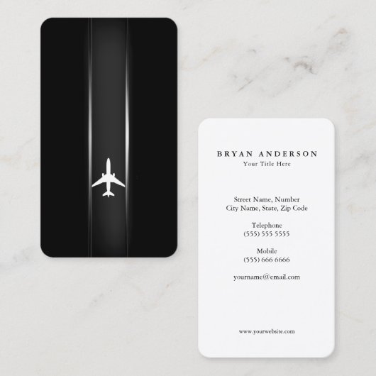 Aviation White Airplane Visitekaartje (Voorkant / Achterkant)