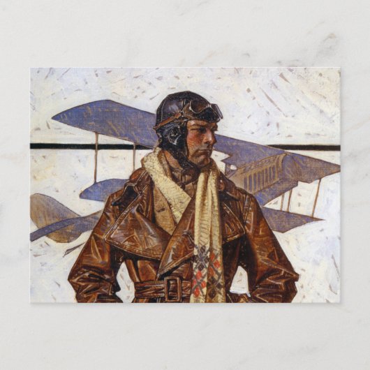 Aviator, 1917 by Joseph Christian Leyendecker Briefkaart (Voorkant)