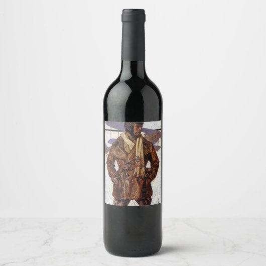 Aviator, 1917 by Joseph Christian Leyendecker Wijn Etiket (Voorkant)