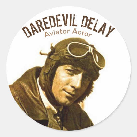 Aviator Actor DAREDEVIL DeLAY - Decimaal blad Ronde Sticker (Voorkant)