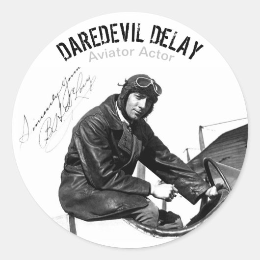 Aviator Actor DAREDEVIL DeLAY - Decimaal blad Ronde Sticker (Voorkant)