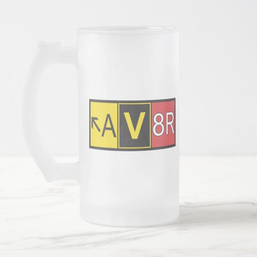 Aviator - AV8R - Frosted Glass Mok, 16 oz Matglas Bierpul (Links)