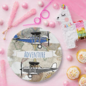 Aviator-avontuur voor vliegtuigen en Wereldkaarte Papieren Bordje (Feest)