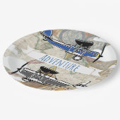 Aviator-avontuur voor vliegtuigen en Wereldkaarte Papieren Bordje (Gekanteld)