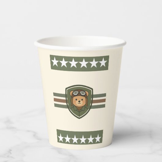 Aviator Beer Militaire Feest Papieren Bekers (Voorkant)
